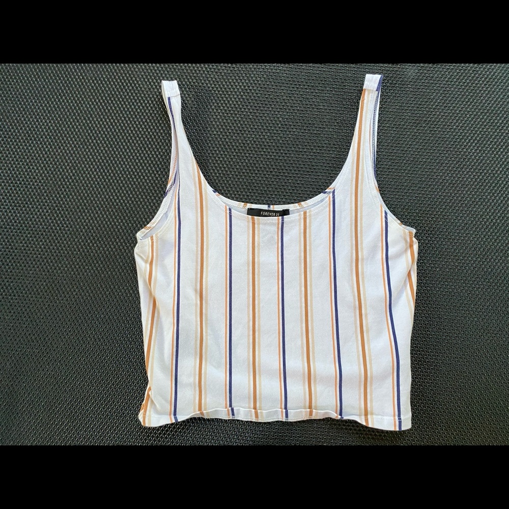 FOREVER 21 Striped Cropped Tank Top